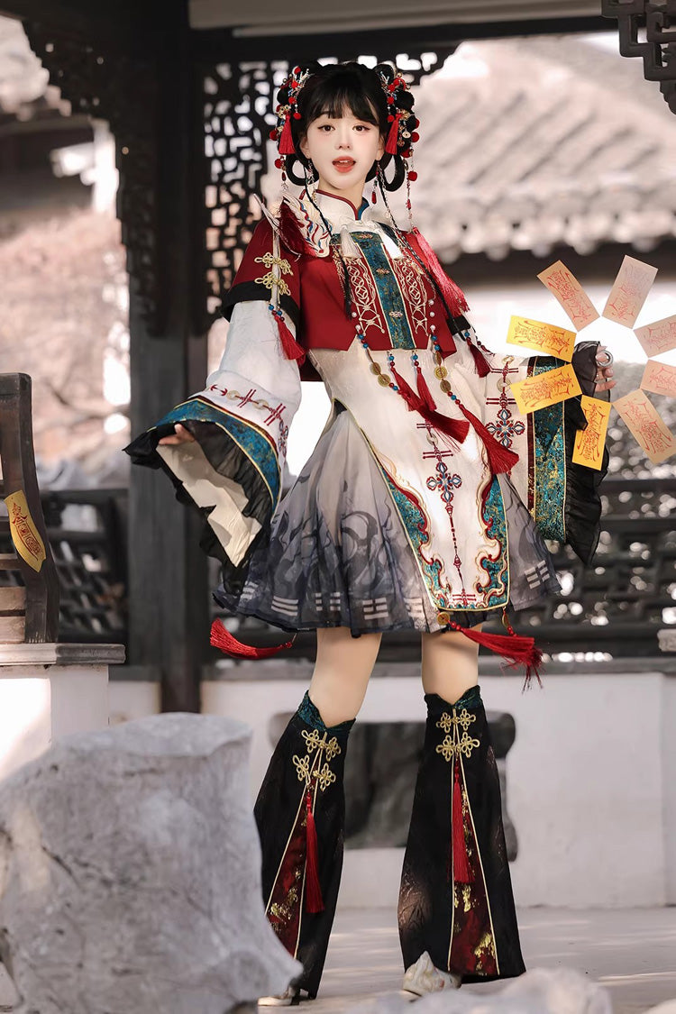 Printed Embroidered Chinese Style Lolita Dress - Multi-Color Fox Trace Codex