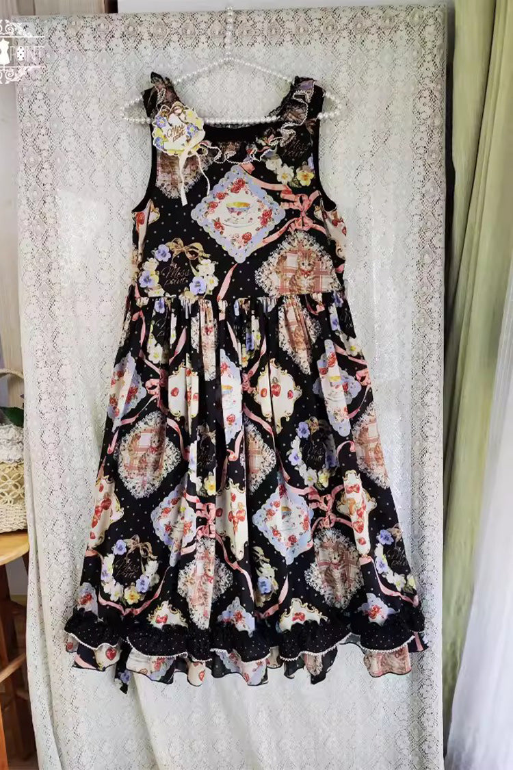 Rose Tea Sleeveless Jumper Dress with Bow