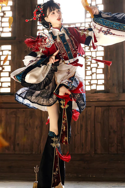 Printed Embroidered Chinese Style Lolita Dress - Multi-Color Fox Trace Codex