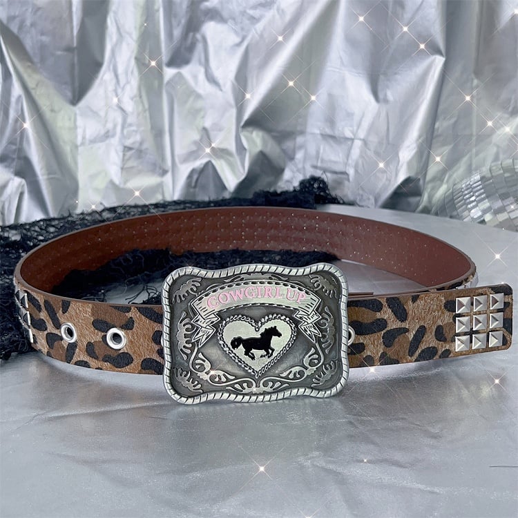 Coffee Studs Design Leopard Zebra Pattern Waist Belt