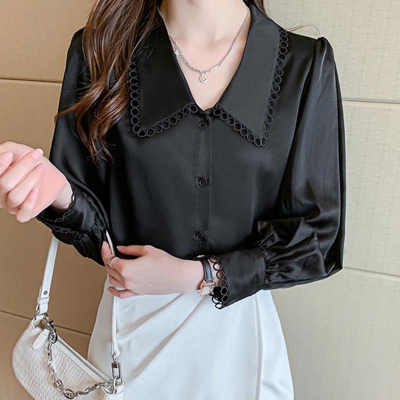 Elegant Hollow Out Lace Sleeve Shirt