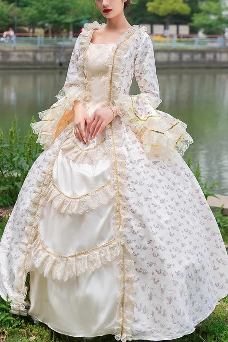 Court Print Cardigan Dress for Princess Style