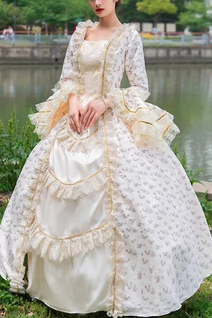 Court Print Cardigan Dress for Princess Style