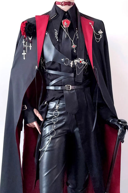 Night Sentinel Ouji Gothic Lolita Long Trench Coat - Noir