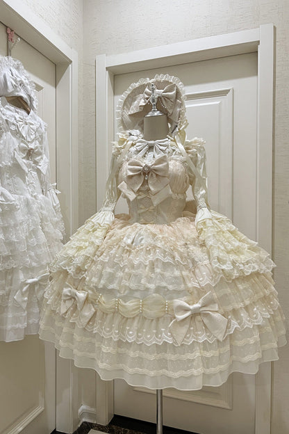 Beige Dream Prologue Doll Multi-Layered Bow Lace Dress