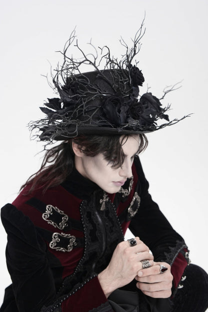 Gothic Hat with Rose Leaf and Branch Motif