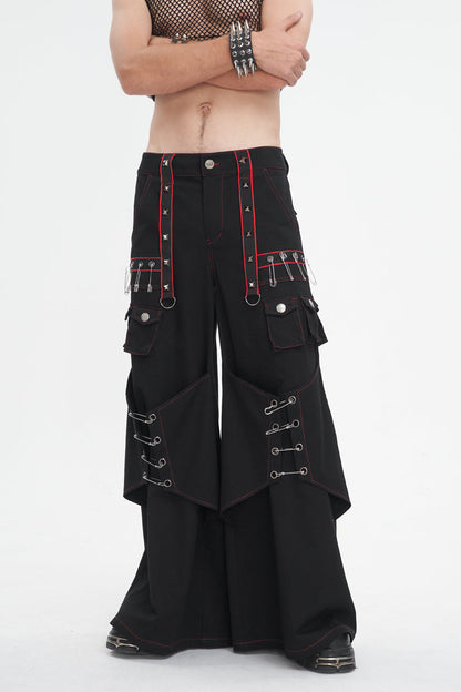 Gothic Trumpet Pants with Contrast Stitching