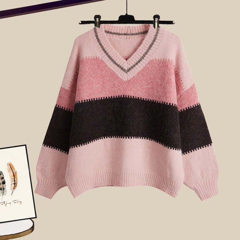 Two Stripe Colorblock Sweater Pieces Casual Pants