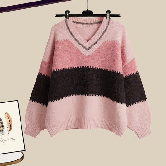 Two Stripe Colorblock Sweater Pieces Casual Pants