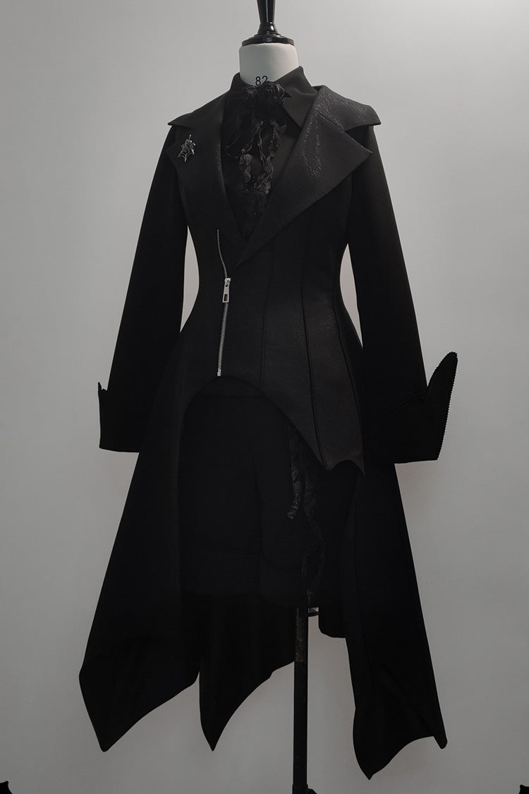 Ouji Gothic Vintage Handsome Cool Lolita Vest Black Asymmetric