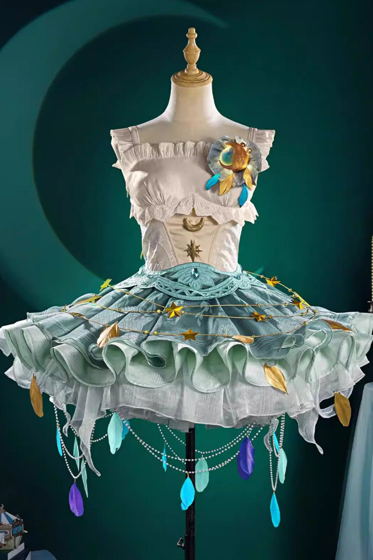 Square Collar Color-Blocked Sweet Lolita Jumper Dress - White/Green