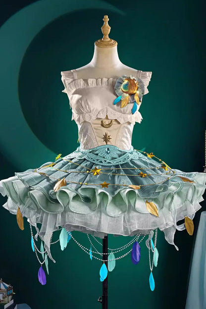 Square Collar Color-Blocked Sweet Lolita Jumper Dress - White/Green