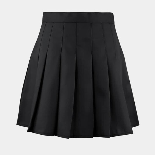 Mini-jupe plissée noire taille haute style collège