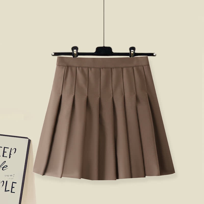 Sweater Pleated Decor Bow Pieces Plush Skirt Two Pants Fake