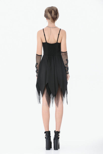 Studded Mesh Punk Slip Dress with Zippers