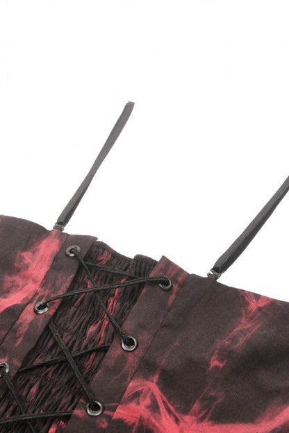 Tie-Dyed Lace-Up Ruched Overbust Corset