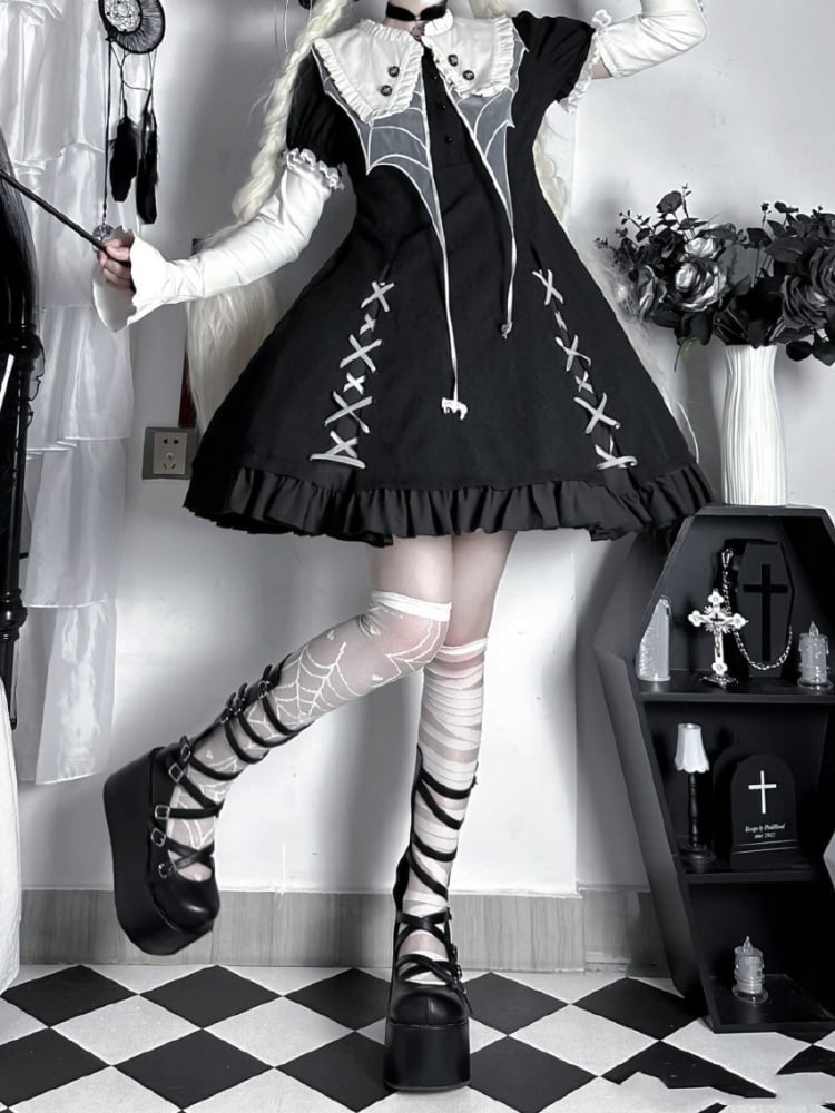 Black Spider Web Collar Halloween Lolita Dress