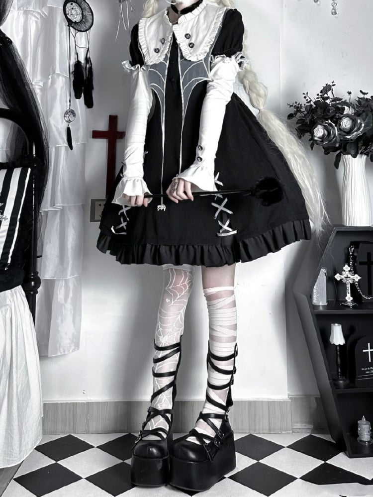 Black Spider Web Collar Halloween Lolita Dress