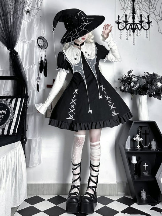 Black Spider Web Collar Halloween Lolita Dress