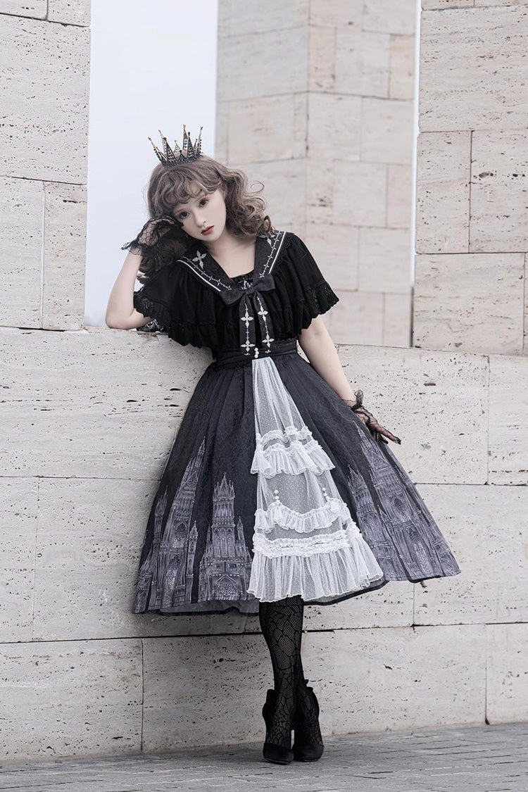 Vintage Lolita JSK Dress with Lace Print