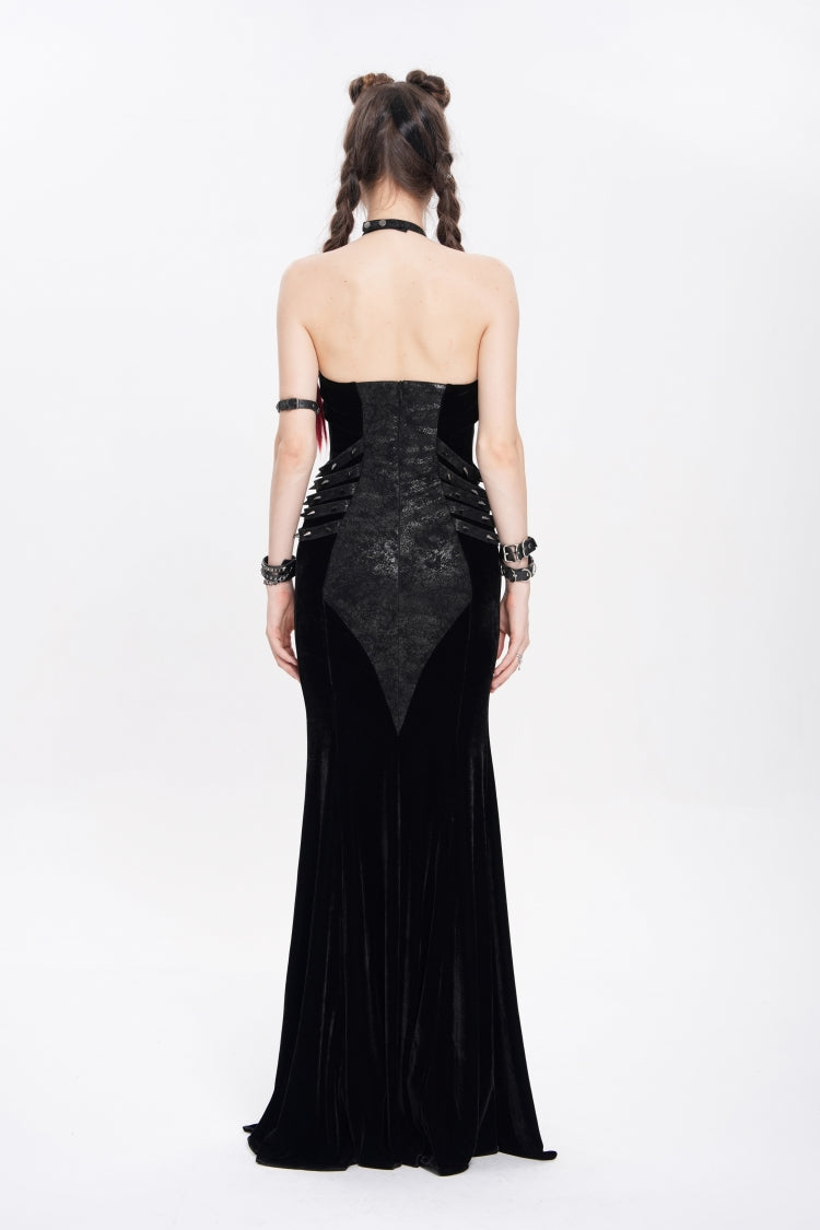 Halterneck Sleeveless Rivet Chain Punk Dress