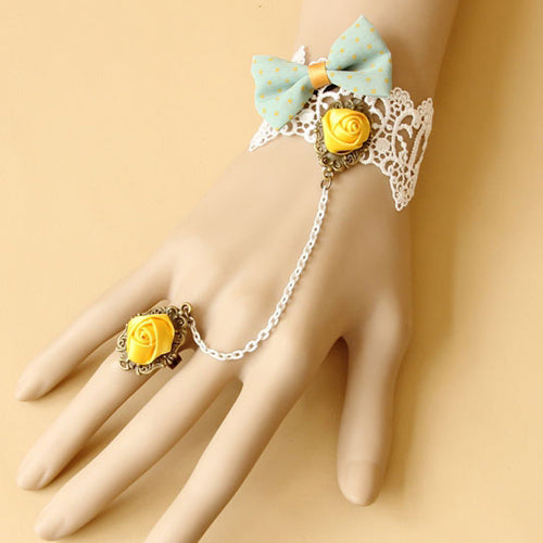Yellow Rose Lace Princess Ring Bangle