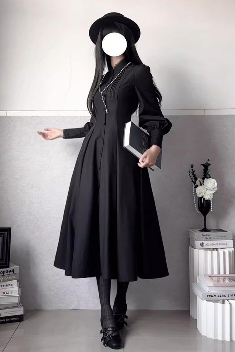 Long Puff Sleeves Gothic Elegant Dress - Astrea