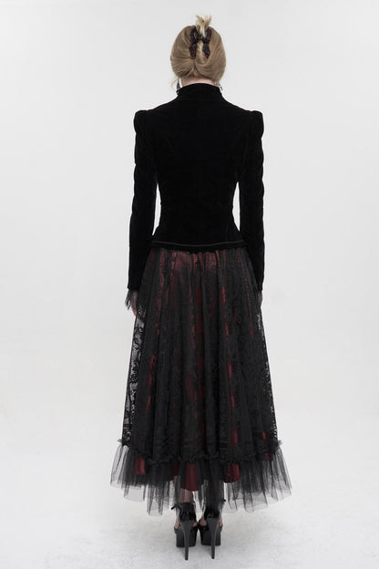 Women's Gothic Jacket with Velvet Applique and Zipper