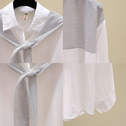 Stripe Casual Print Pants Wide Shirt Leg