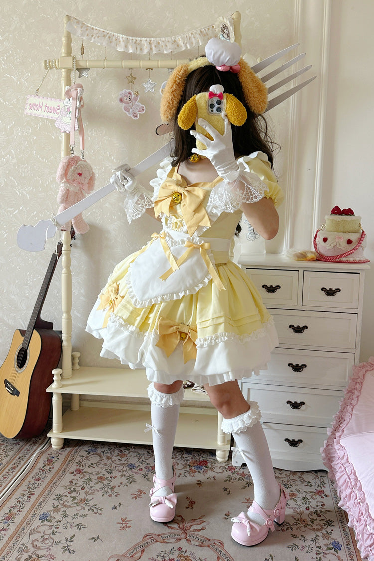 Sweet Lolita Skirt Set with Ruffle Bowknot and Bell Meow Design