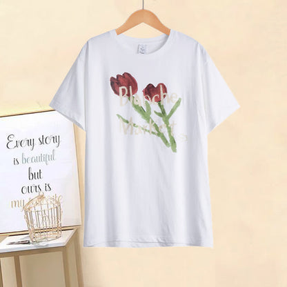 Blossom Skirt T-Shirt Print Split Polo Set