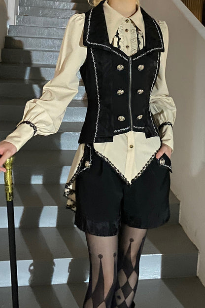 Ouji Lolita Handsome Cool Embroidered Metallic Stamp Waistcoat