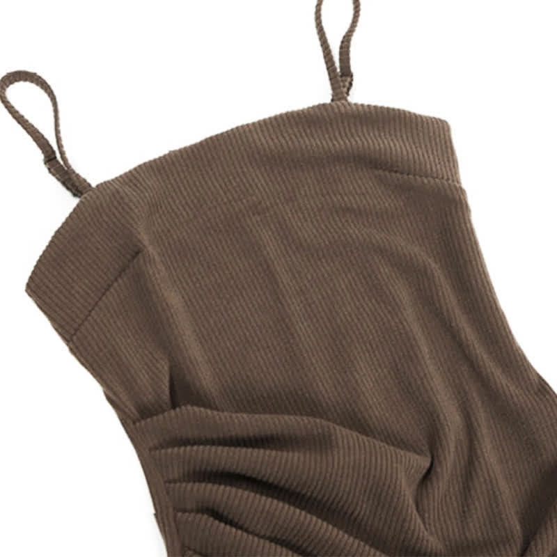 Dress Cross Ruffled Split Elegant Knitted Slip Sweater