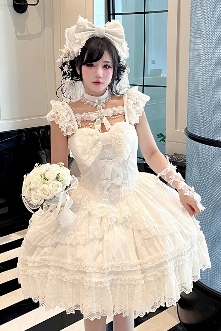 Halterneck Gothic Dress with Ruffled Hanayome Bow and Lace - Jewelry Love Story