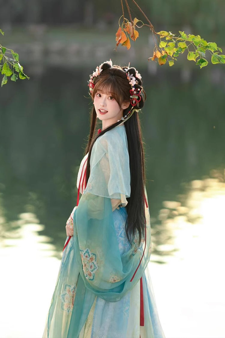 High-Waist Jacquard Hanfu Dress Full Ensemble