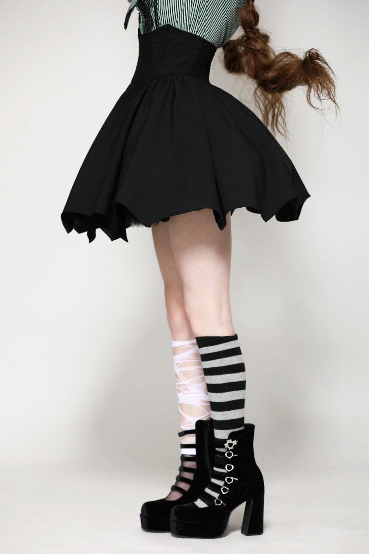 Black Batwing Hem High Waist Gothic Lolita Short Skirt