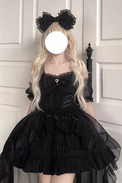 Ruffle Bowknot Gothic Lolita JSK Dress