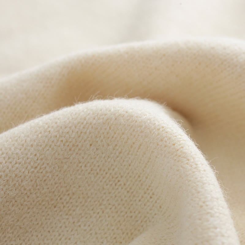 Sweater Pleated Decor Bow Pieces Plush Skirt Two Pants Fake