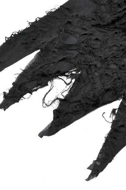 Hooded Punk Top with Ripped Mesh and Eyelets