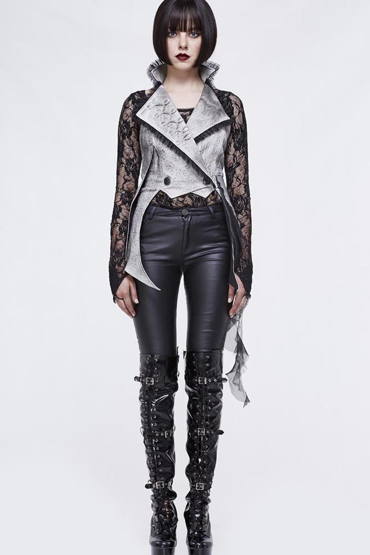 Ivory Laced Up Asymmetrical Hem Gothic Corset Waistcoat