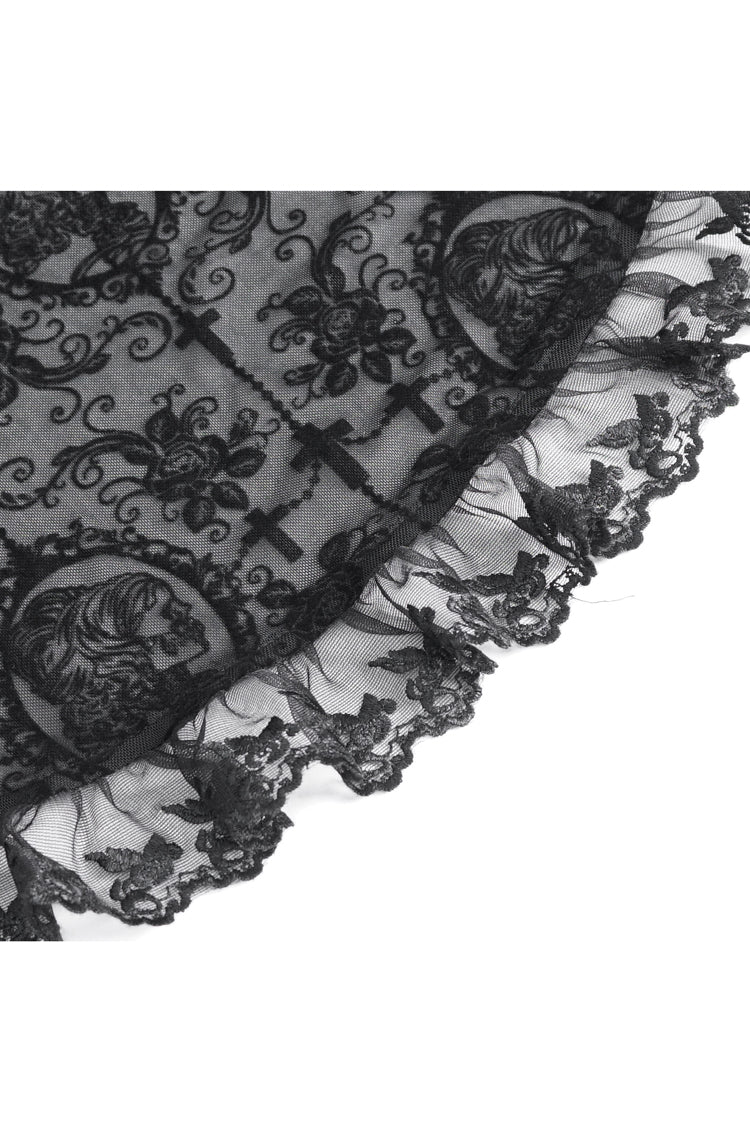 Women's Gothic Blouse with Trumpet Sleeves and Lace
