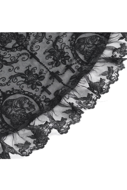 Women's Gothic Blouse with Trumpet Sleeves and Lace