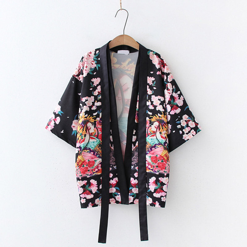 Vêtements d'extérieur kimono vintage pour fille animée