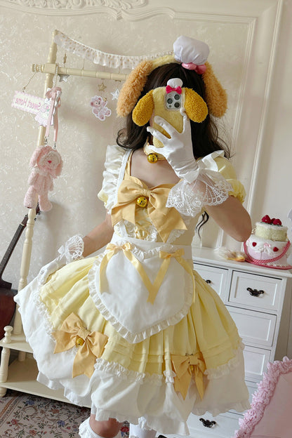 Sweet Lolita Skirt Set with Ruffle Bowknot and Bell Meow Design