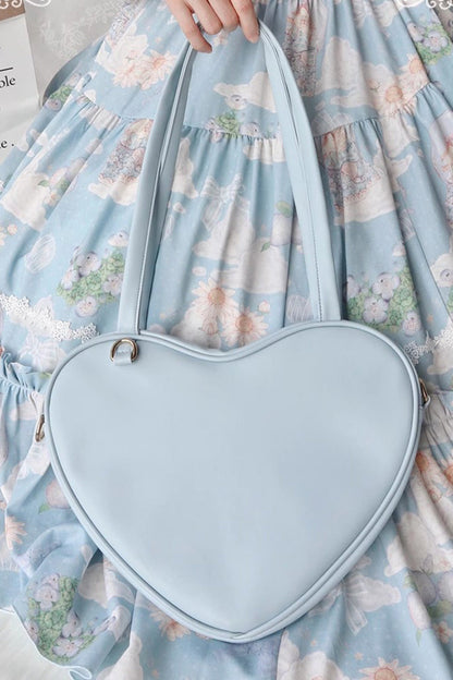 Sac à bandoulière Lolita en forme de cœur de couleur unie