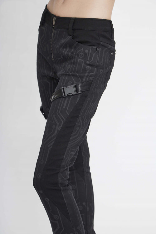 Womens Leather Pants with Circuit Design