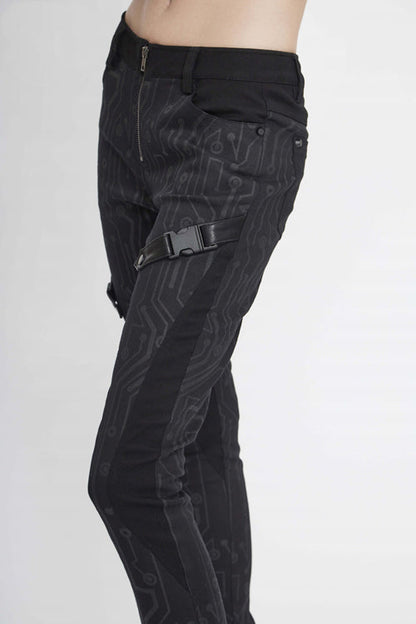 Womens Leather Pants with Circuit Design