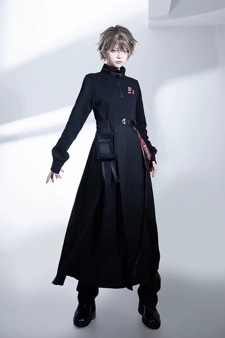 Stand Collar Long-Sleeve Gothic Prince Ouji Skirt Set