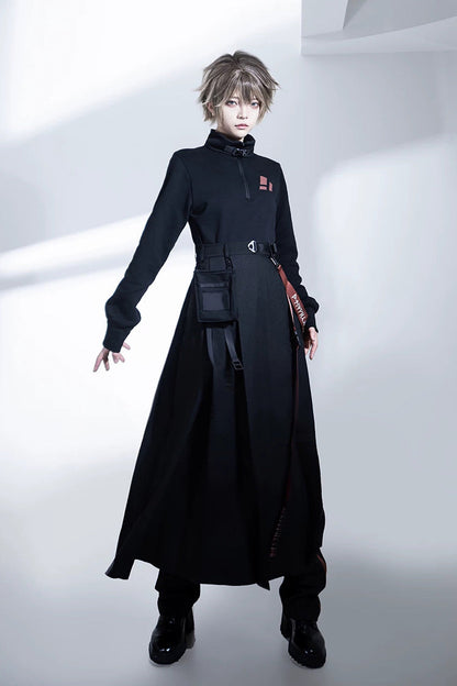Stand Collar Long-Sleeve Gothic Prince Ouji Skirt Set
