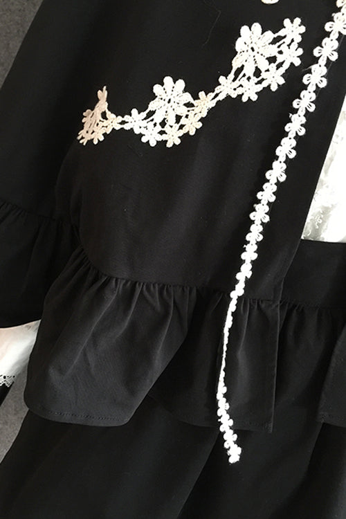 Black Gothic Lolita Suspender Skirt with Devil Motif